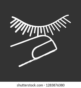 Stop Touching Eyelashes Chalk Icon. Lash Extension And Finger. Makeup. Eyelash Extension Aftercare. Closed Woman Eye. Isolated Vector Chalkboard Illustration