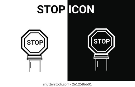 Stop traffic icon black color