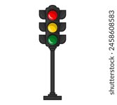 Stop Traffic Light Signal vector graphic isolated on white transparent background in flat cartoon illustration for icon, sign, logo and symbol with customizable eps file vector.
