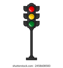 Stop Traffic Light Signal vector graphic isolated on white transparent background in flat cartoon illustration for icon, sign, logo and symbol with customizable eps file vector.