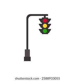 stop traffic light signal vector illustration. traffic signal red light, yellow light, green light. graphic design for driving apps and web. vector illustration isolated on white background