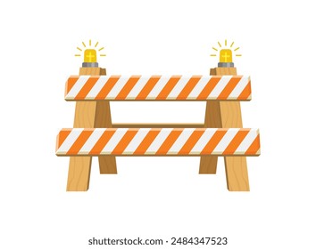 Icono de la barrera de la carretera de la parada en estilo plano. Ilustración vectorial de carreteras sobre fondo aislado. Concepto de negocio de letrero de barricada de seguridad.