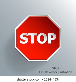 stop traffic sign 3d paper design eps 10 vector illustration