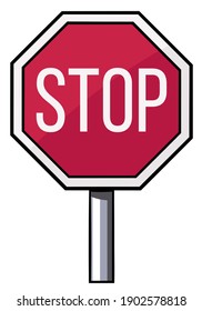 Stop Traffic Sign In Cartoon Style