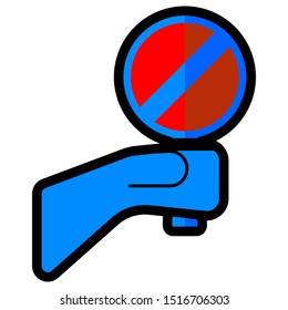 Detener el inicio de sesión de tráfico en el icono de línea de mano aislado en un fondo blanco.