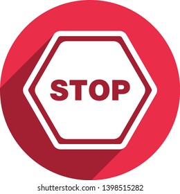 Stop traffic sign icon in flat style. Danger, caution symbol. Stop icon for perfect mobile and web concept