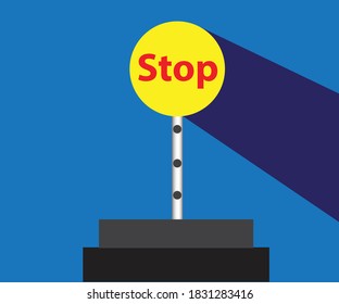 Stop traffic sign icon with flat design