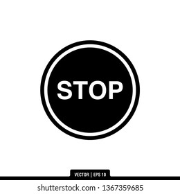 Stop Traffic Sign Icon Vector Illustration Logo Template