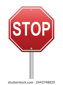 Stop traffic sign on white background