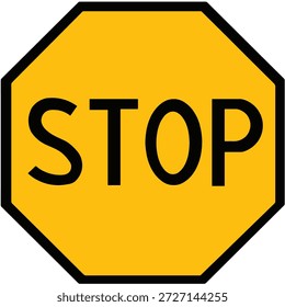 Señal de tráfico de parada está prohibida, señal de tráfico de parada, Ilustración vectorial de icono amarillo. Diseño de Ilustración vectorial de señal de tráfico de fondo amarillo.