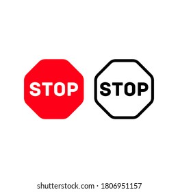 Stop traffic sign. Red octagon with white inscription.