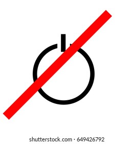 Stop Turn Off Power vector icon. Flat red symbol. Pictogram is isolated on a white background. Designed for web and software interfaces. no turning on