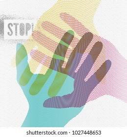 Stop! Typographic retro grunge splash stencil protest poster. Vector illustration.