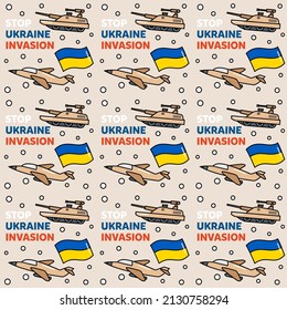 Stop Ukraine invasion doodle seemless pattern vector design illustration