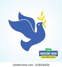 Stop Ukraine War and Make Peace Poster. Banner Design. Peace and Dove Symbol. Logo and Icon vector design.