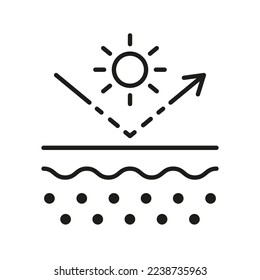 Stop Ultra Violet and SPF Cream Concept Line Icon. Block Solar Light. UV Protection Skin Sign. Reflect Ultraviolet Radiation from Skin Outline Pictogram. Editable Stroke. Isolated Vector Illustration.