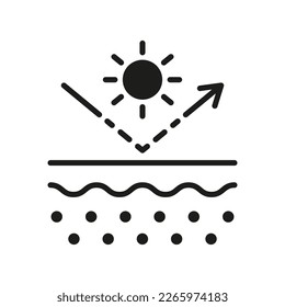 Stop Ultra Violet and SPF Cream Concept. UV Protection Skin Silhouette Icon. Reflect Ultraviolet Radiation from Skin Glyph Pictogram. Block Solar Light Icon. Isolated Vector Illustration.