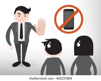 Stop use mobile phone infographic (Vector eps10)