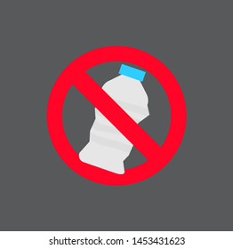 Stop use plastic. Plastic icon on grey background. 