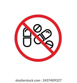 Deje de usar drogas ilegales Ilustración de icono de línea de vectores.