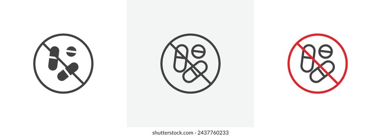 Deje De Usar Drogas Ilegales Signo De Línea Aislada Icono Estilo De Diseño. Ilustración vectorial simple