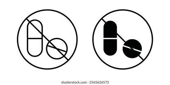 Stop using illegal drugs signs set in black and white colors