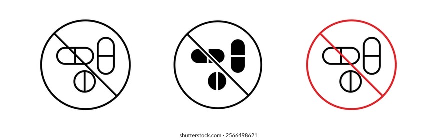 Stop using illegal drugs signs flat and linear vector illustration on white background.