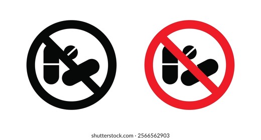 Stop using illegal drugs signs in black and color style