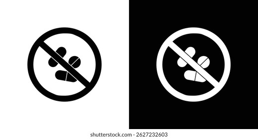 Dejar de usar drogas ilegales signos Vector, ilustración sólida, pictograma