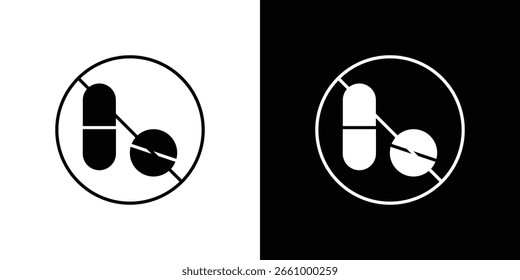 Deje de usar letreros de drogas ilegales. paquete de iconos de línea en blanco y negro.