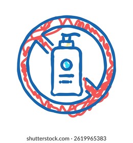 stop using liquid soap doodle icon sketch vector. stop using liquid soap sign. isolated symbol illustration