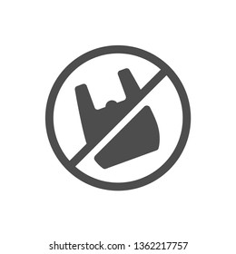 stop using plastic bags silhouette vector icon isolated on white background. say no to plastic bag. plastic forbidden sign. stop plastic pollution to save environment and ecology of earth