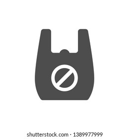 stop using plastic bags silhouette vector icon isolated on white background. say no to plastic bag. plastic forbidden sign. stop plastic pollution to save environment and ecology of earth