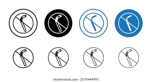 Stop using the plastic straw icon Thin line art collection