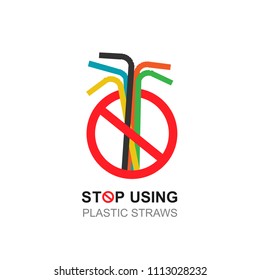Stop using plastic straws concept. Save the earth and good environment concept.