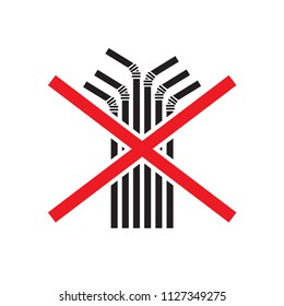 Stop using plastic Straws, straws icon with red cross. Isolate on white background.