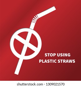 Stop using Plastic straws, Stop plastic pollution on sea, the refusal of disposable plastic drinking straws, vector illustration.