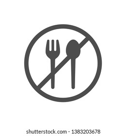 stop using plastic tablewares silhouette vector icon isolated on white background. say no to plastic fork and spoon. plastic forbidden sign. stop plastic pollution to save environment and ecology