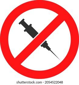 Stop vaccine vector illustration. Flat illustration iconic design of stop vaccine, isolated on a white background.