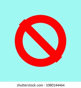 Stop vector icon.The crossed-out circle. Red stop sign. Warning sign on blue background