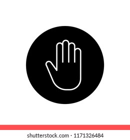 Stop vector icon, hand symbol. Simple, flat design for web or mobile app