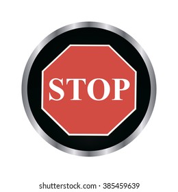 stop - vector icon on a black button?