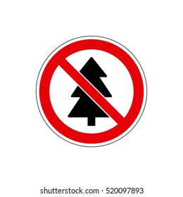 STOP! Vector. No Christmas tree. The icon with a red contour on a white background. For any use. Vector illustration.