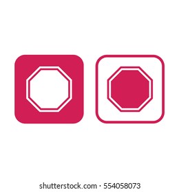 Stop vector sign. Pink and white