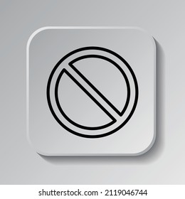 Stop vector simple icon. Flat desing. Black icon on square button with shadow. Grey background.ai