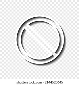 Stop vector simple icon. Flat desing. White with shadow on transparent grid.ai