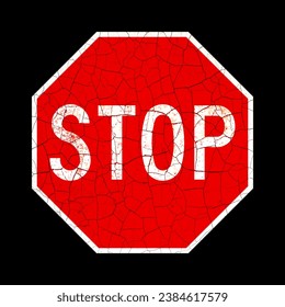 Stop vector vintage road sign on a black background