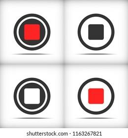 Stop video icon set with soft shadow - Vector