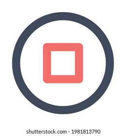 Detener imagen vectorial de icono de vídeo. También se puede usar para UI y UX. Adecuado para aplicaciones móviles, aplicaciones web y medios impresos.