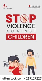 Stop violence against children portrait template design. 